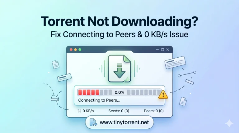 Torrent not downloading fix guide showing how to solve connecting to peers and slow download issues
